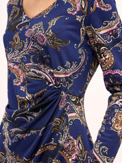 Zaylee Paisley Draped Dress - Multicolor