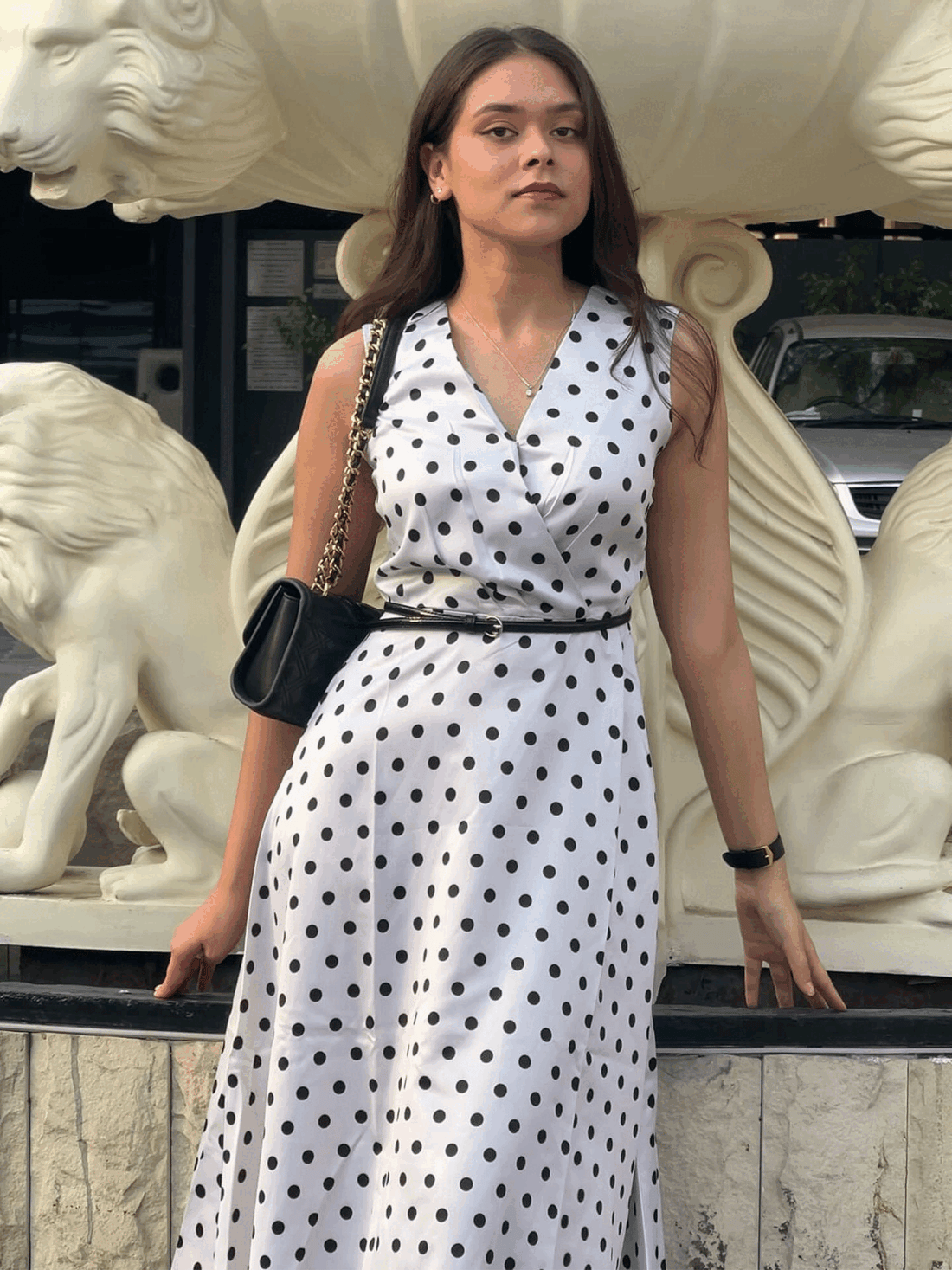 Nymera Fit and Flare Dress-Black &amp; White