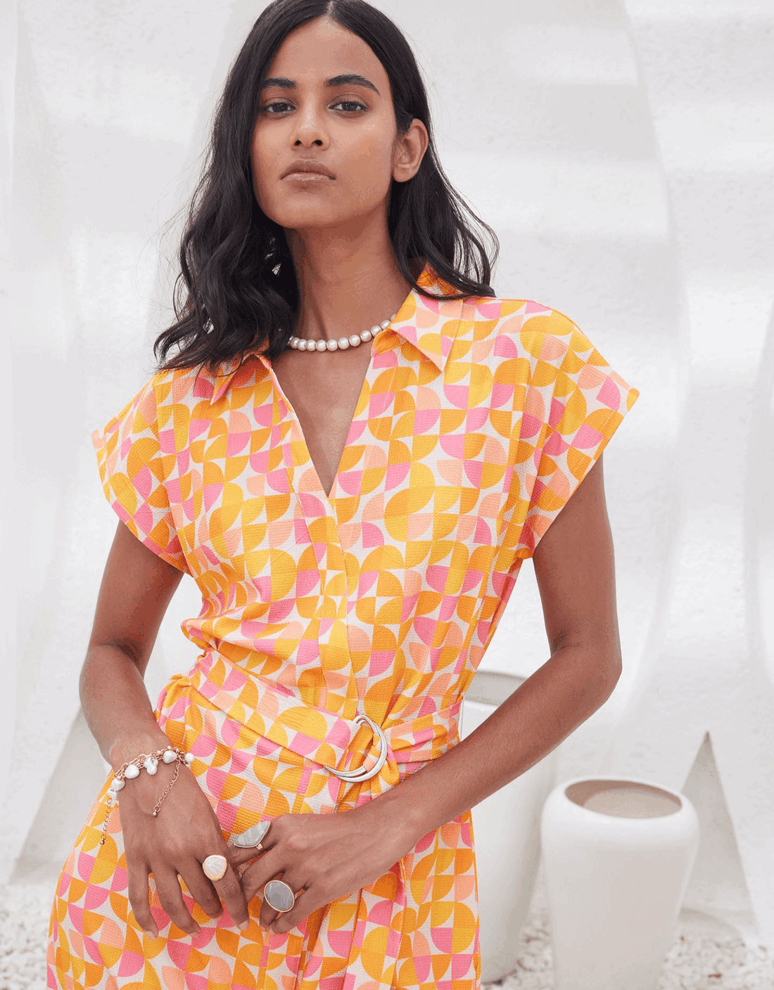 Vertex Geometric Shirt Dress - Multicolor