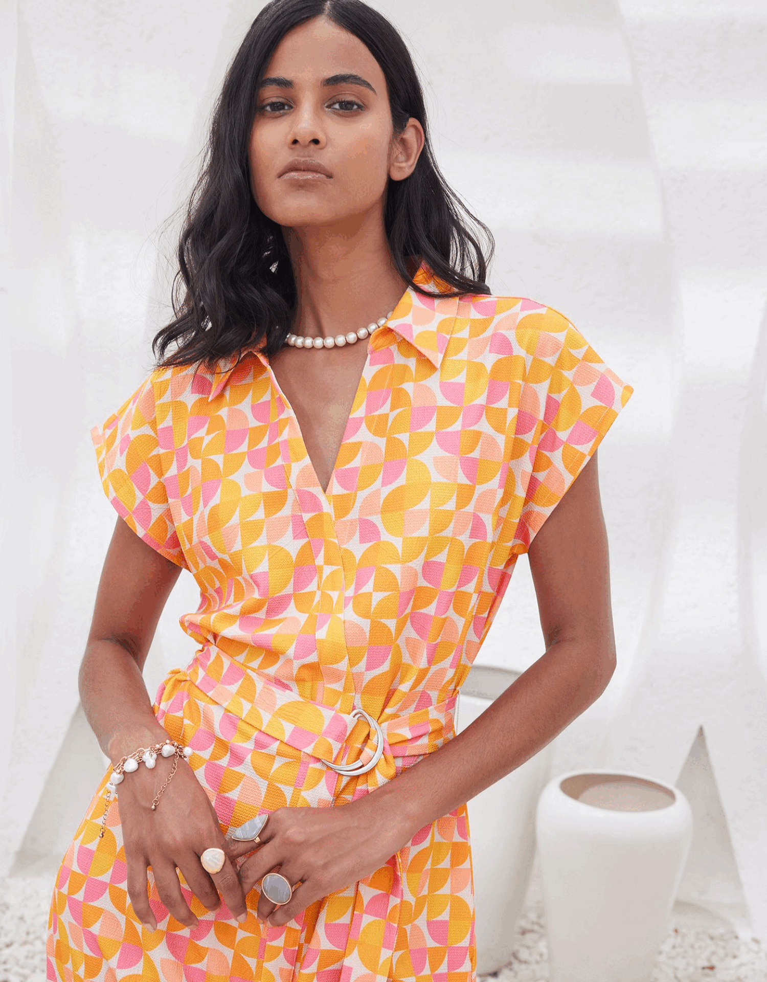 Vertex Geometric Shirt Dress - Multicolor