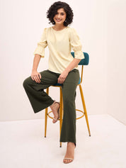 Lemon Sherbet Boat Neck Top - Light Yellow