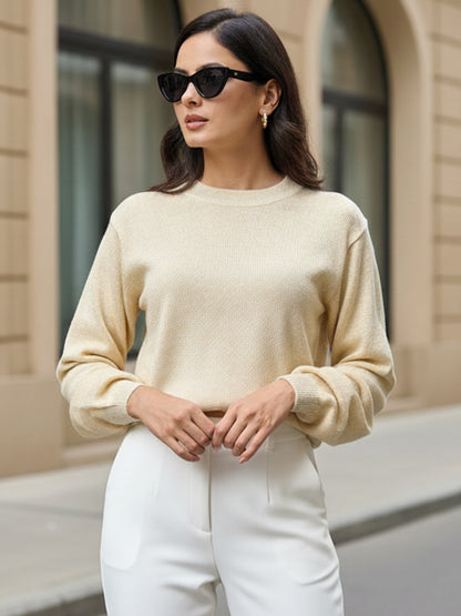 Lissa Lurex Knit Sweater - Cream