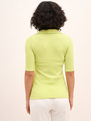 Woody Collared Knit Top - Lime Green